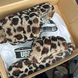 CHEETAH PRINT “FLUFF YEA” UGG SLIDES size 8